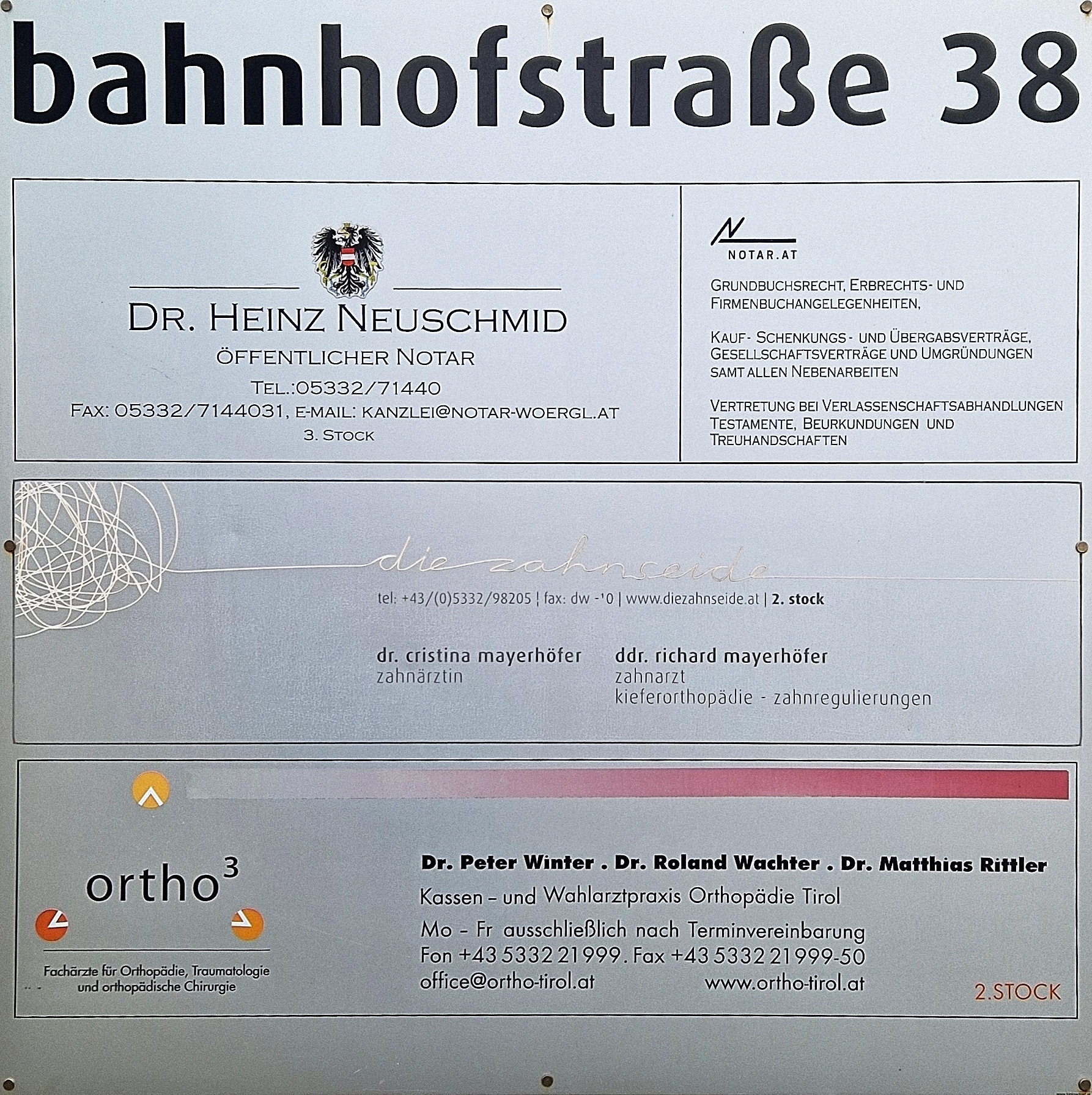 Ortho3 Bahnhofstrsse 38 Wörgl Firmenschild